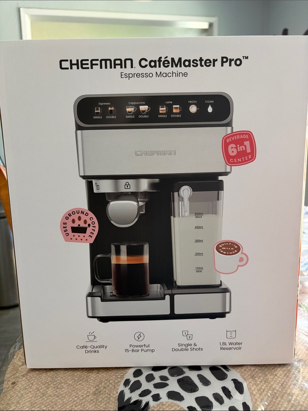 Chefman CaféMaster Pro Espresso Machine - Black & Silver
